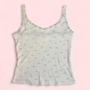 Pink-rose Women's White tank with pink bows